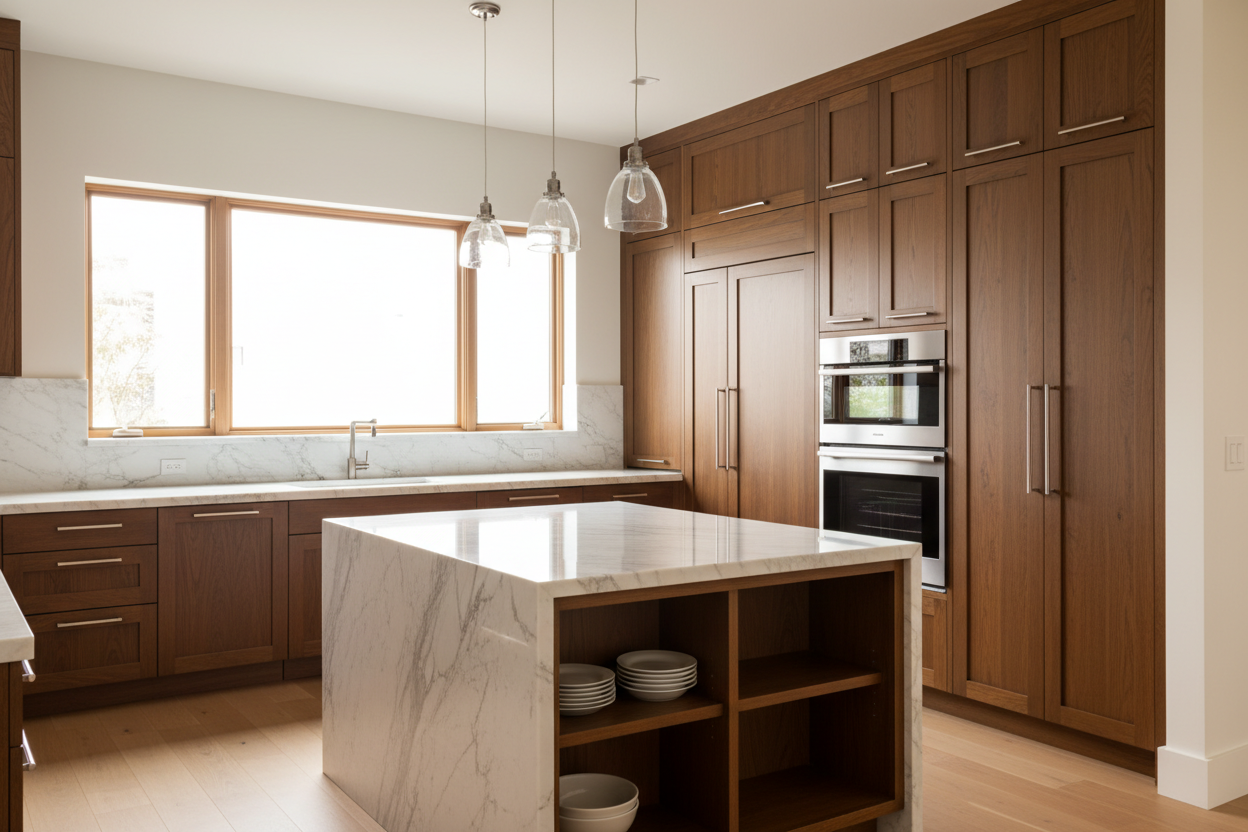 Upscale Monte Sereno kitchen with integrated appliances